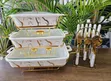 3pcs White Gold Ceramic Chafing Dish Set (3.5L, 2.5L, 1.8L) - 1