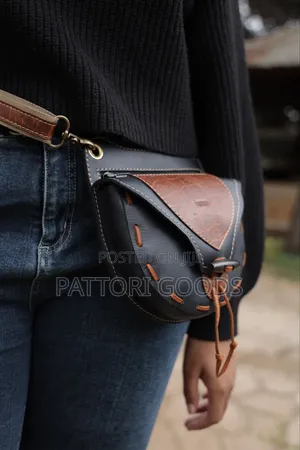 Genuine Leather Sling Bag - Black