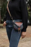Genuine Leather Sling Bag - Black - 2