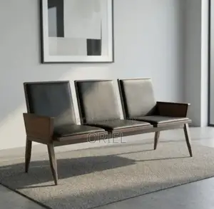 3-Seater Padded Reception Bench - Black