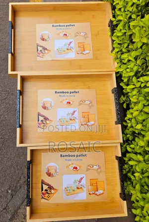 High Quality Gold Handle Heavy Bamboo Serving Plate