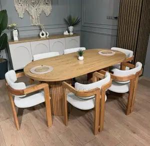 Elegant Dining Set for 6 - Black Oval Table