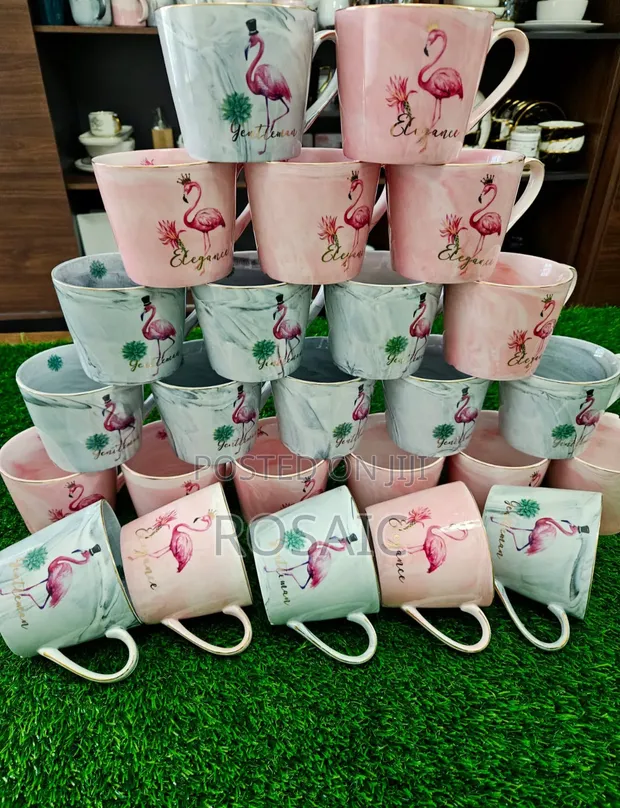 High Quality Gold Rimmed Ceramic Mug Set (6pcs) - 1