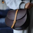 Leather Shoulder Bag - Round Base - 1