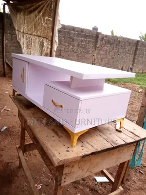 White Coffee Table with Cabinet and Drawer