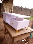 White Coffee Table with Cabinet and Drawer - 1