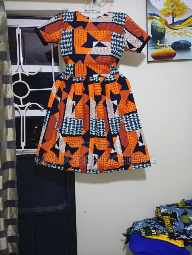 Girls' African Print Cotton Dress - 1