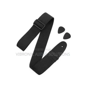 Black Adjustable Guitar Strap with 2 Picks
