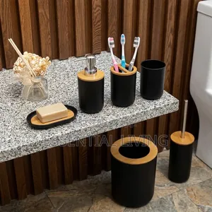 Complete 6-Piece Bathroom Decor Set with Trash Can & Pump