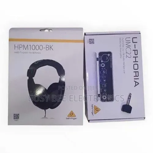 Behringer U-Phoria UMC22 Audio Interface & HPM1000 Headphones Bundle - 1