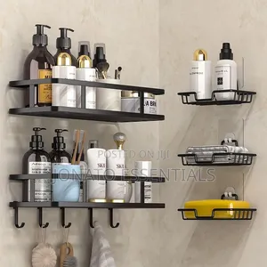 5-Piece Stainless Steel Bathroom Shelf Caddy Set