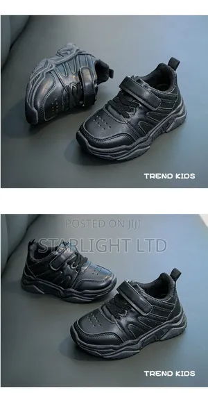 All Black Kids Trendy Sport Shoes/Sneakers (Sizes 26-37)