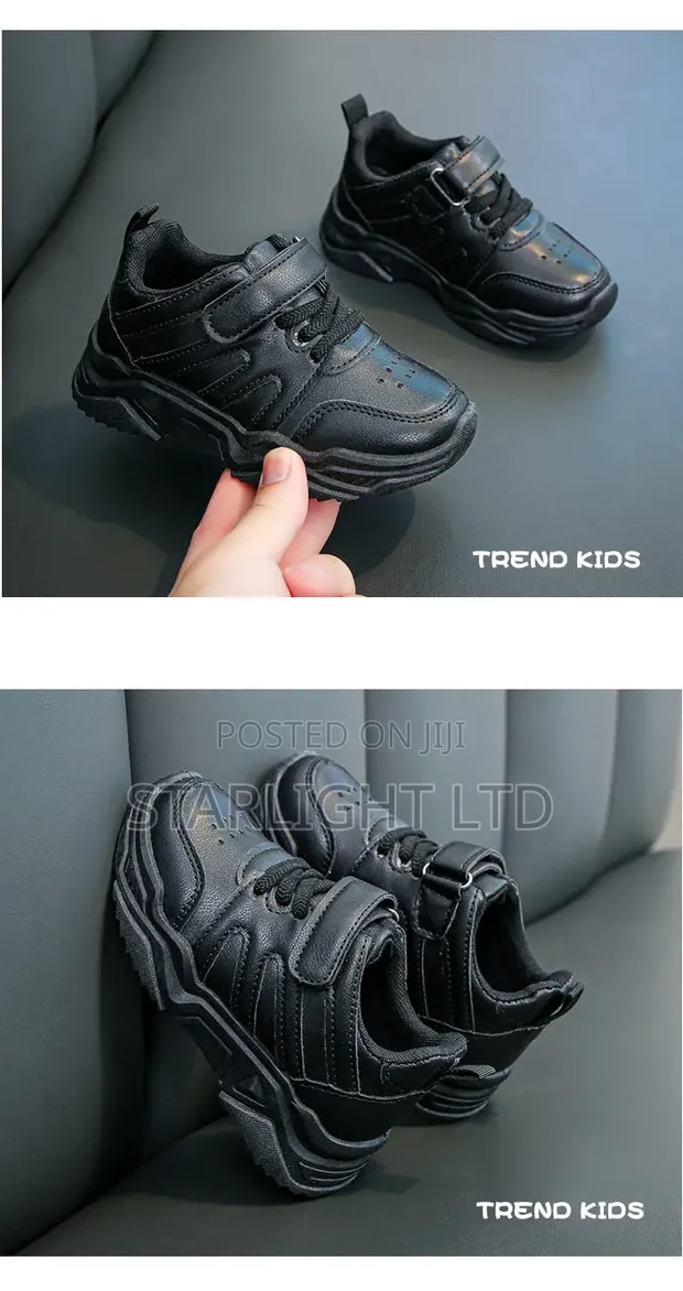Black Kids Fashionable School Sport Shoes/Sneakers (Sizes 26-37) - 1