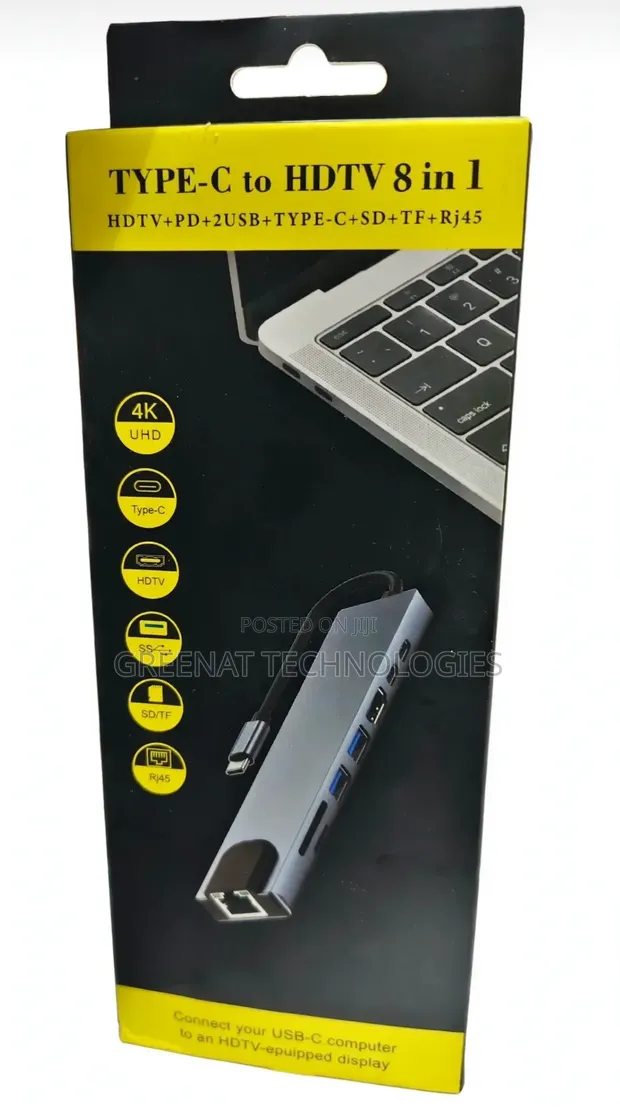 8-in-1 USB-C Hub with 4K HDMI, 100W PD, RJ45 - 1