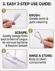 2-in-1 Stainless Steel Tongue Cleaner and Brush - 4