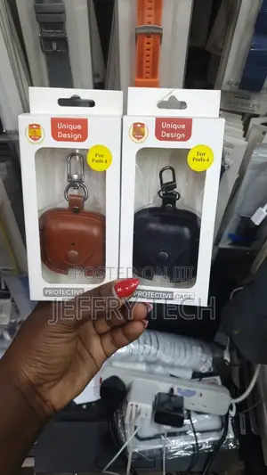 PU Leather Case for AirPods 4 with Snap Button & Keychain