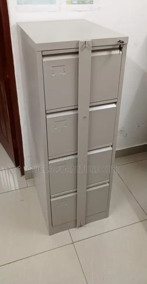 4 Drawer Metallic Vertical Cabinet with Security Steel Bar - 1