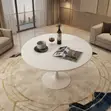 Round Marble Coffee Table - White - 2