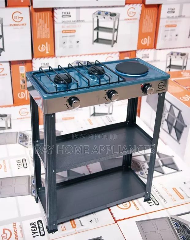 Eurochef 3-Burner Gas & Electric Cooker with Shelves - 1