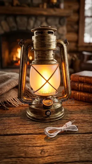 Vintage LED Rechargeable Camping Lantern Flame Effect