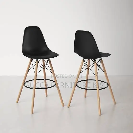 Eames Style Plastic Barstool - Black - 1