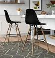 Eames Style Plastic Barstool - Black - 4