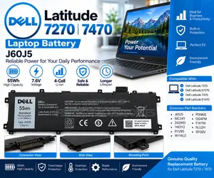 Dell J60J5 Laptop Battery for Latitude 7270/7470 (55Wh, 4-Cell)