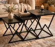 Modern 3-in-1 Executive Squire Marble Nesting Tables, Black - 1