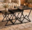 Modern 3-in-1 Executive Squire Marble Nesting Tables, Black - 2