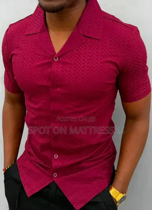 Premium Quality Cuban Collar Shirt - Burgundy