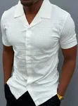 Premium Quality Cuban Collar Shirt - Burgundy - 2