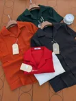 Premium Quality Cuban Collar Shirt - Burgundy - 4