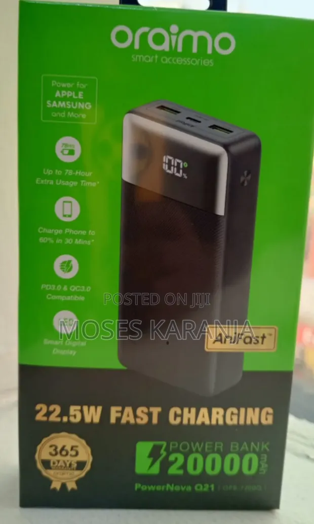 Oraimo 20,000mAh 22.5W Fast Charge Power Bank - 1