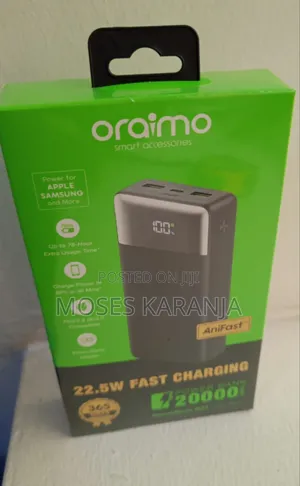 Oraimo 20000mAh Power Bank ya Kubebeka ya Kuchaji Haraka