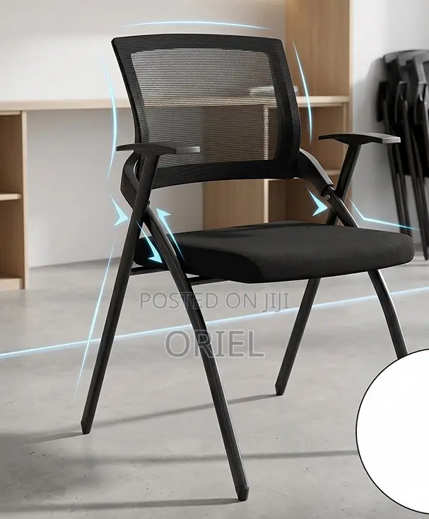 Foldable Office Training Chair - Black - 1