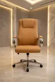 Executive Brown Leather Swivel Office Chair - 2