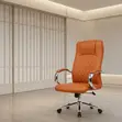 Executive Brown Leather Swivel Office Chair - 4