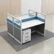 Blue Two-User MDF Modern Workstation with Pedestal - 1