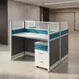Blue Two-User MDF Modern Workstation with Pedestal - 5