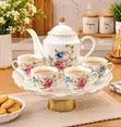 Porcelain Tea Set with Rose Pattern - 2