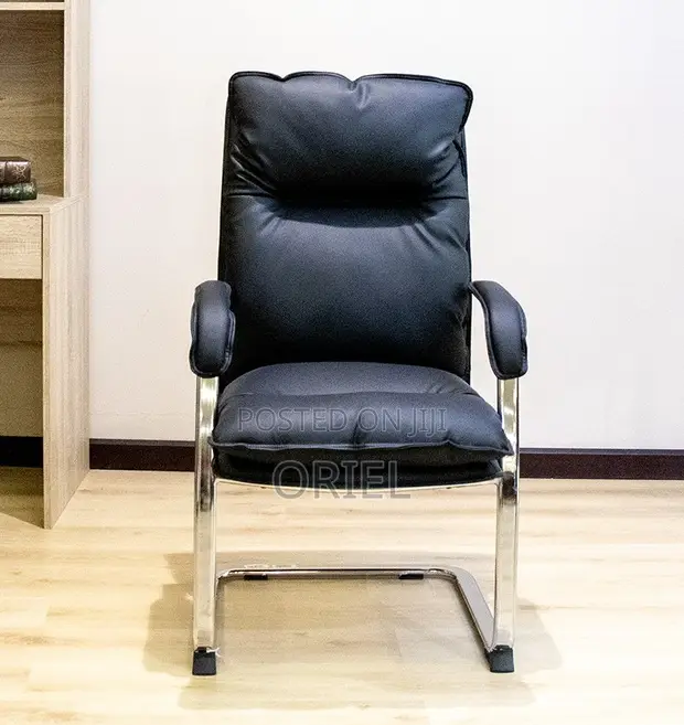 Executive Leather Visitor Chair - Black - 1