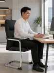 Executive Leather Visitor Chair - Black - 2