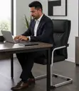 Executive Leather Visitor Chair - Black - 3