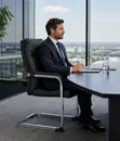 Executive Leather Visitor Chair - Black - 4