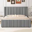 Premium Fabric Bed Frame - Super King, White - 3