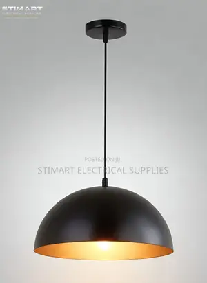Modern Matte Black & Gold Dome Pendant Light