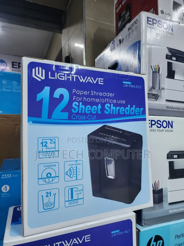 Lightwave Paper/CD Shredder, 12 Sheets, 21L - 1