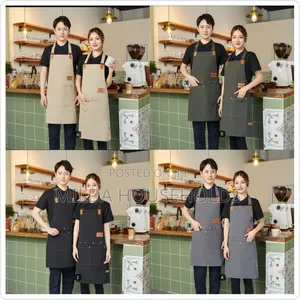 Kitchen Apron with Pockets & Adjustable Leather Straps