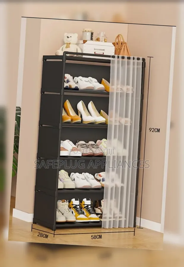 Dust Proof Shoe Rack with Curtain - Space Saving - 1