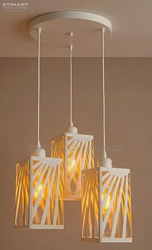 Mwanga wa Dari wa 3-kwa-1 White Geometric Cage